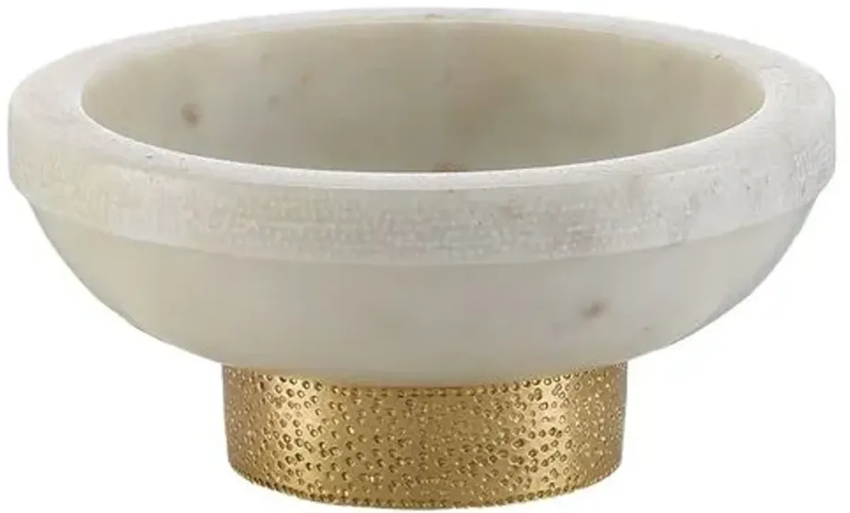 Valor Valor Bowl - White/Brass - Currey & Company