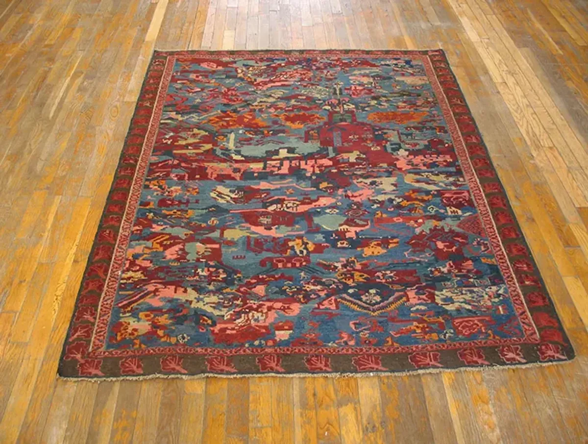 Caucasian Soumak Rug 6'0" x 4'9" - Blue - Blue