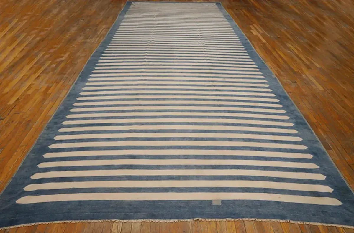 Indian Dhurrie Rug 21'10" x 8'0" - Blue - Blue