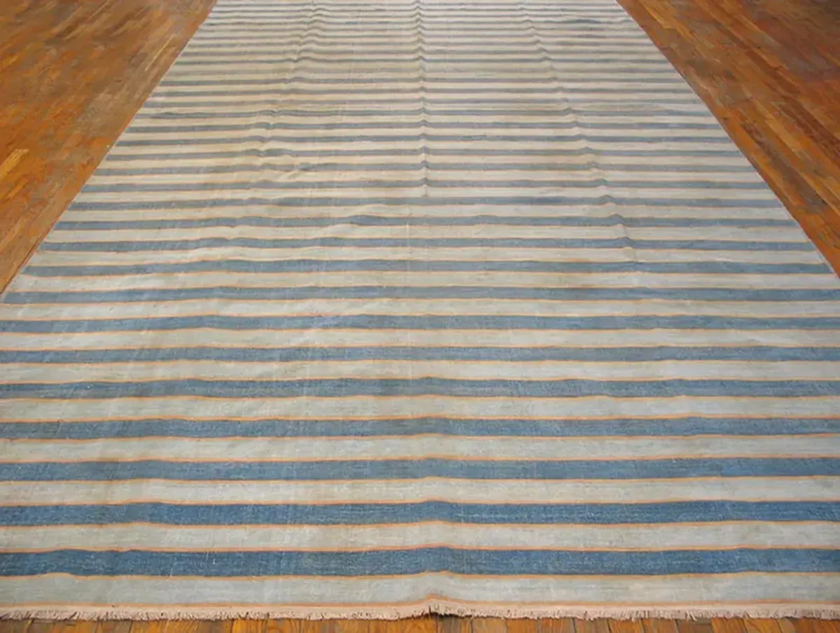 Indian Dhurrie Rug 22'0" x 17'2" - Blue - Blue