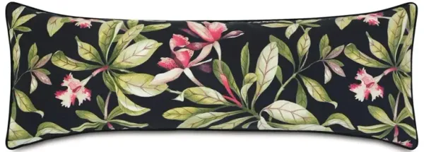 Kala Lumbar Outdoor Pillow, Black Palm