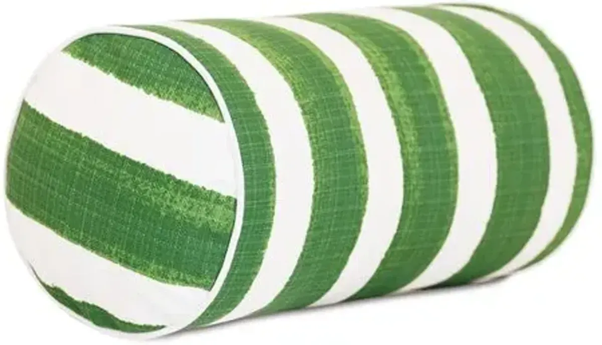 Pergola Bolster Outdoor Pillow - Basil/White