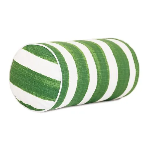 Pergola Bolster Outdoor Pillow - Basil/White