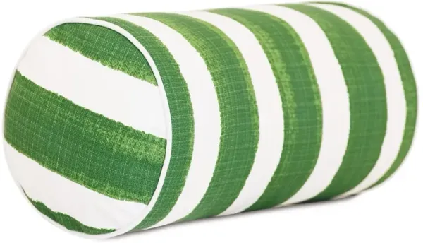 Pergola Bolster Outdoor Pillow, Basil/White
