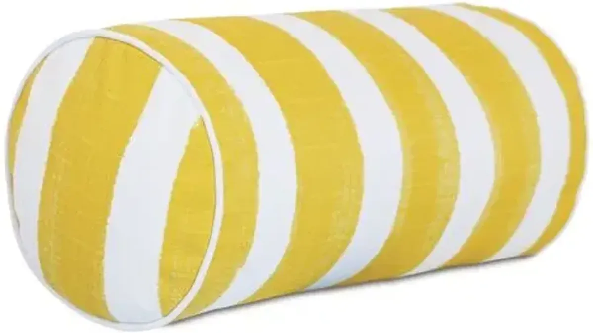 Pergola Bolster Outdoor Pillow - Yellow/White