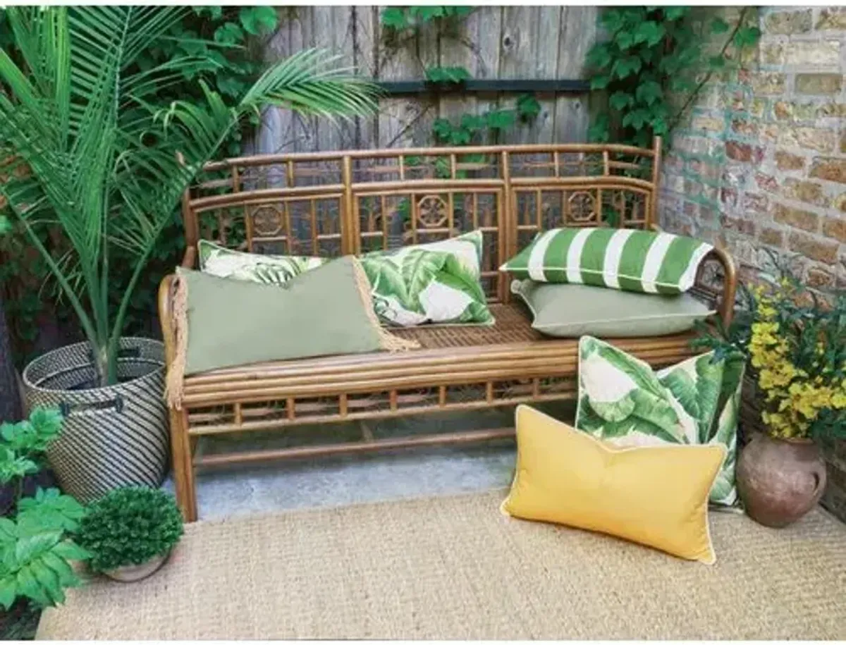 Pergola Lumbar Outdoor Pillow - Basil/White