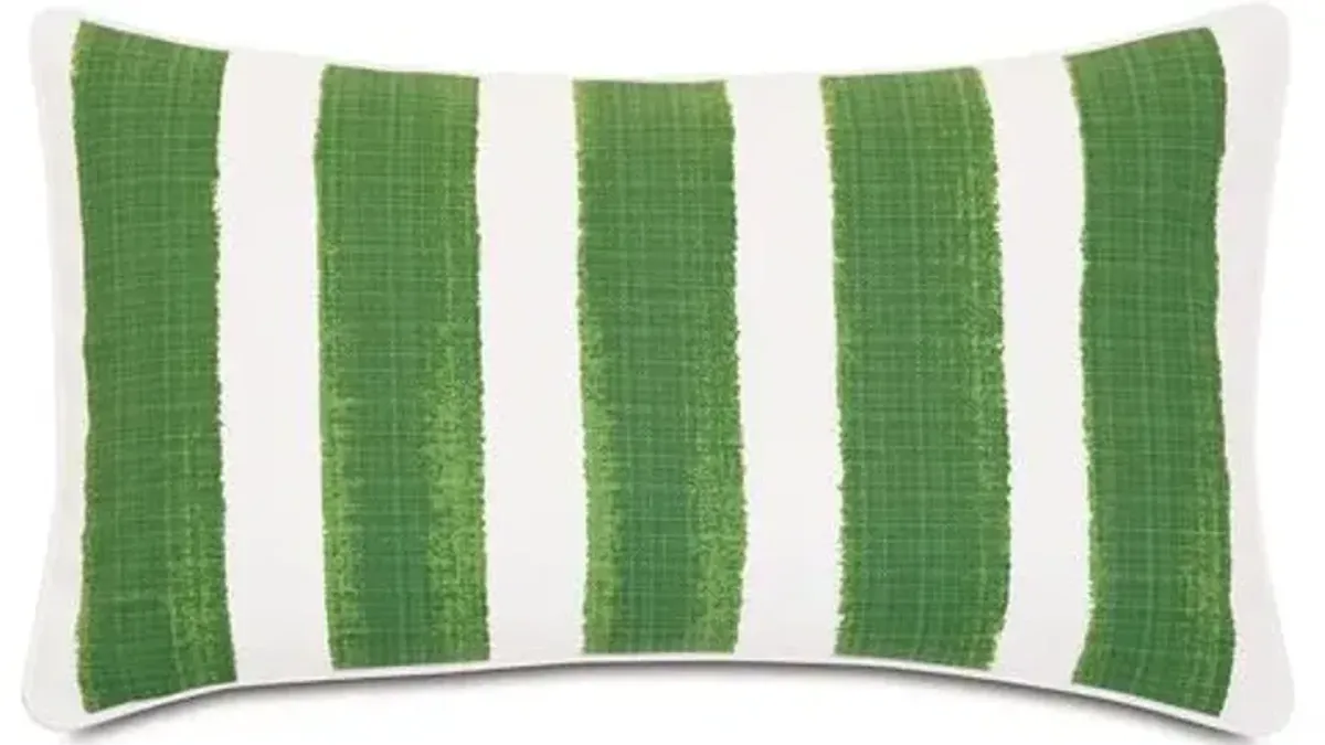 Pergola Lumbar Outdoor Pillow - Basil/White