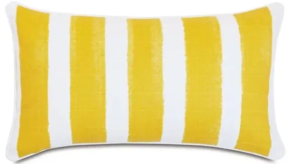 Pergola Lumbar Outdoor Pillow - Yellow/White