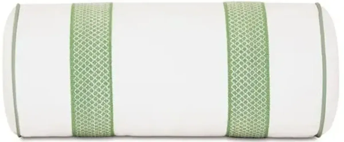 Willa 9x18 Bolster Outdoor Pillow - White/Celadon