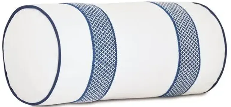 Willa 9x18 Bolster Outdoor Pillow - White/Navy