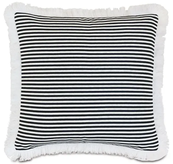 Ahoy 20x20 Outdoor Fringe Pillow, Black/White