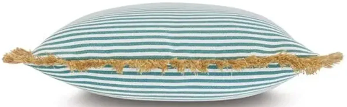 Ahoy 20x20 Outdoor Fringe Pillow - Mint/Tan