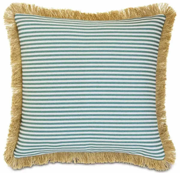 Ahoy 20x20 Outdoor Fringe Pillow, Mint/Tan
