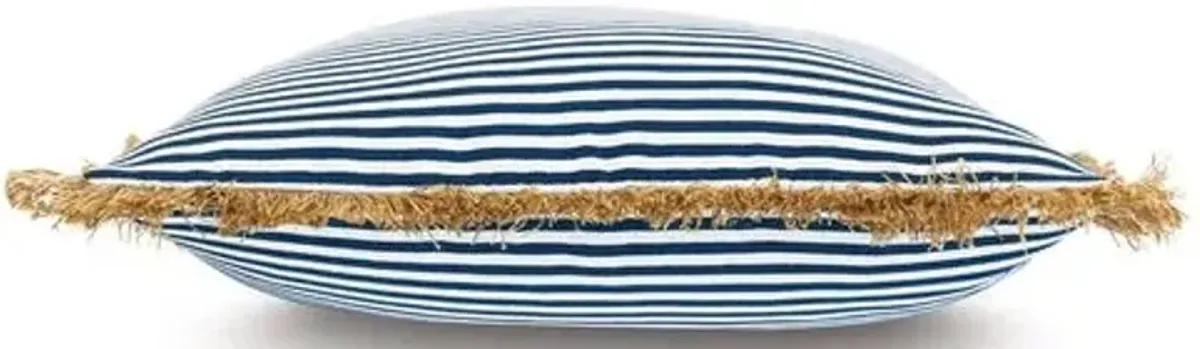 Ahoy 20x20 Outdoor Fringe Pillow - Navy/Tan