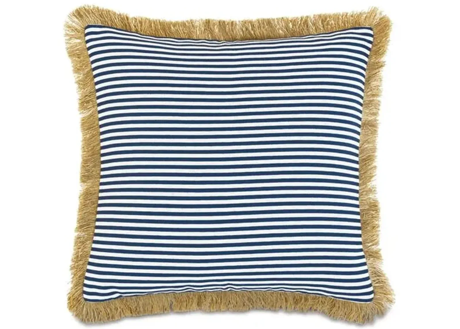 Ahoy 20x20 Outdoor Fringe Pillow - Navy/Tan