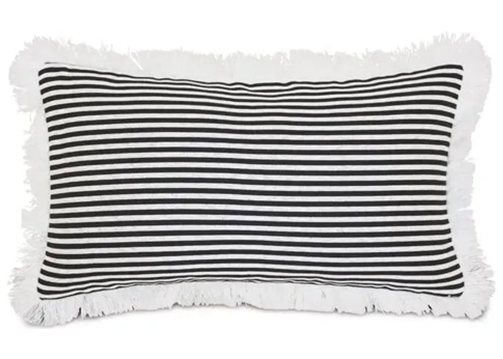 Ahoy 13x22 Lumbar Outdoor Fringe Pillow - Black