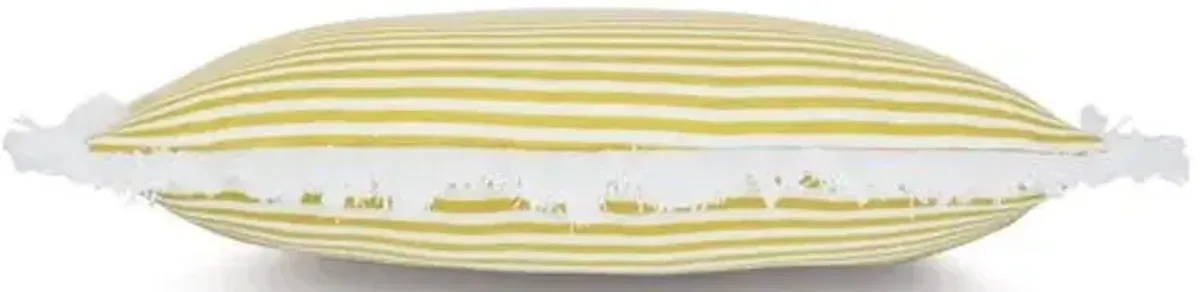 Ahoy Lumbar Outdoor Pillow - Lemon/White