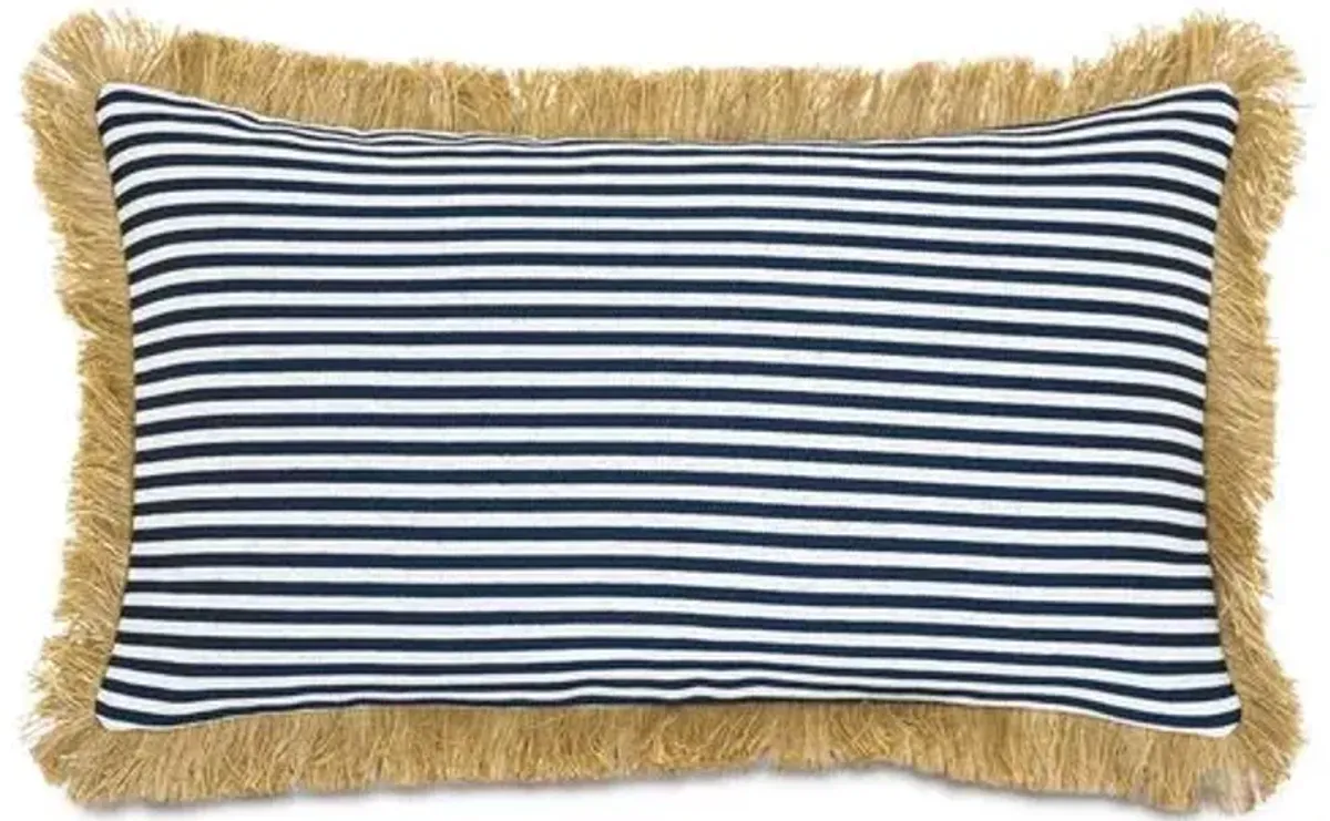 Ahoy Lumbar Outdoor Pillow - Navy/Tan