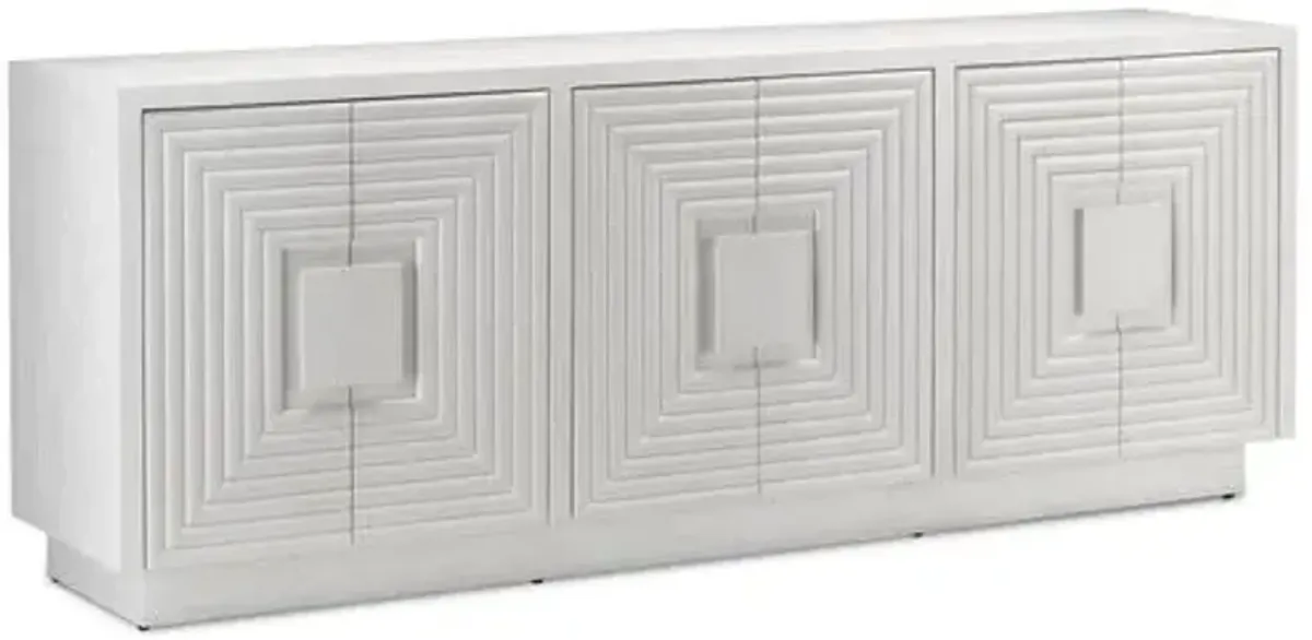 Morombe Credenza - Cerused White - Cerused White - Currey & Company