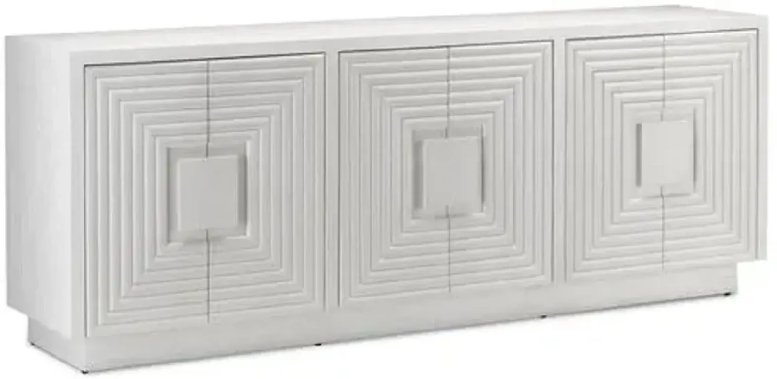 Morombe Credenza - Cerused White - Cerused White - Currey & Company