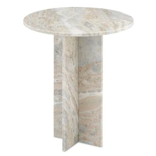 Hammon Marble Accent Table - Currey & Company - Ivory - 18Dia x 20.75H in