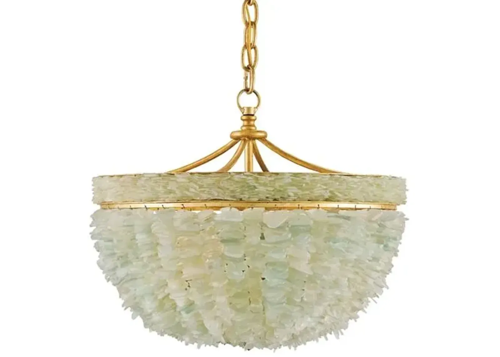 Bayou Pendant - Gold Leaf/Seaglass - Gold Leaf/Seaglass - Currey & Company - Ivory