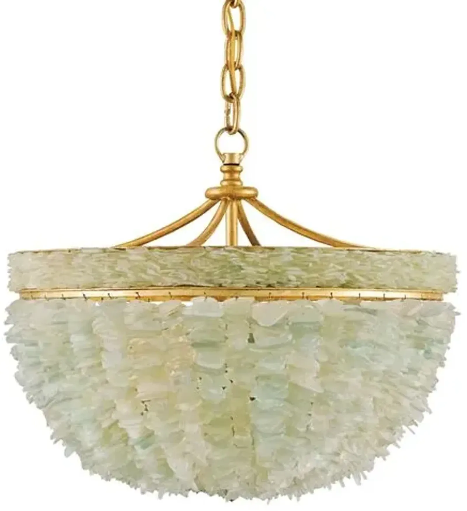 Bayou Pendant - Gold Leaf/Seaglass - Gold Leaf/Seaglass - Currey & Company - Ivory