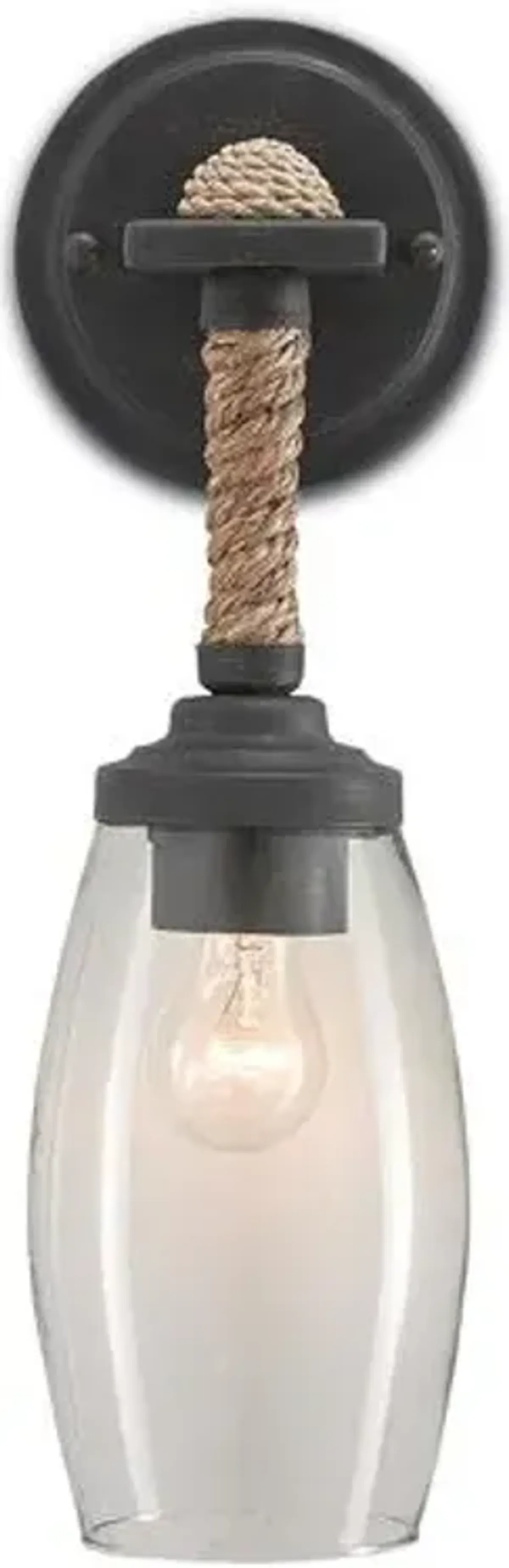 Hightider Rope Sconce - Black/Natural - Currey & Company