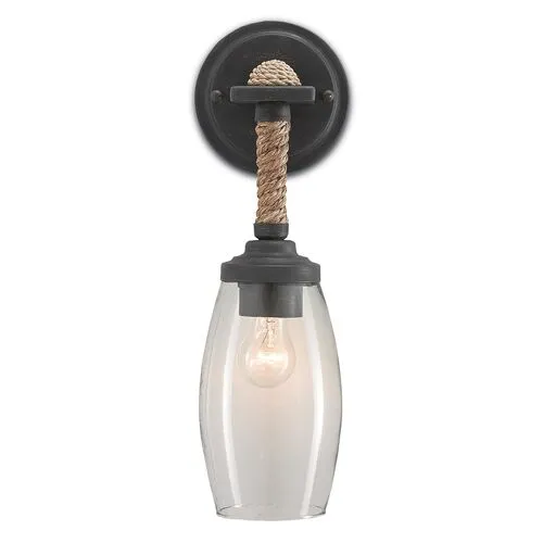 Hightider Rope Sconce - Black/Natural - Currey & Company