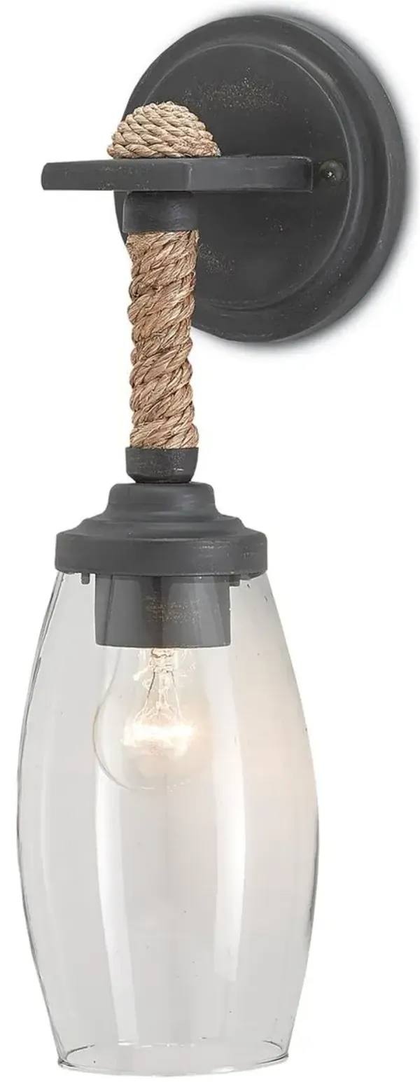 Hightider Rope Sconce - Black/Natural - Currey & Company