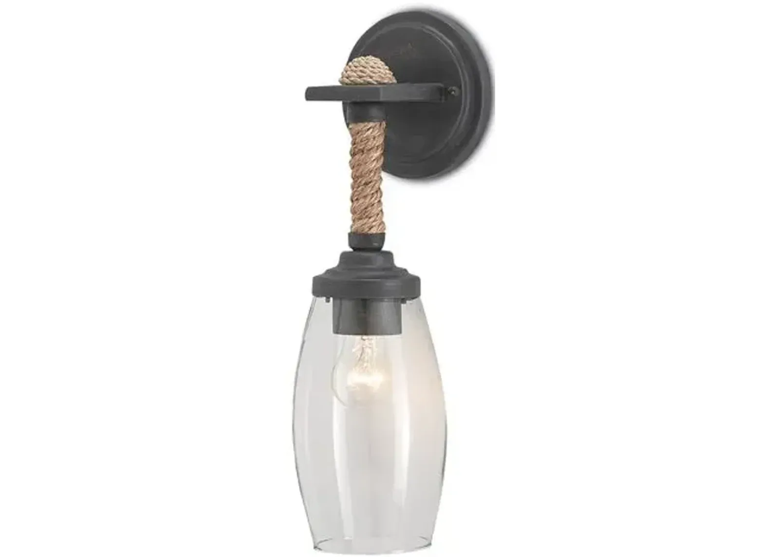 Hightider Rope Sconce - Black/Natural - Currey & Company