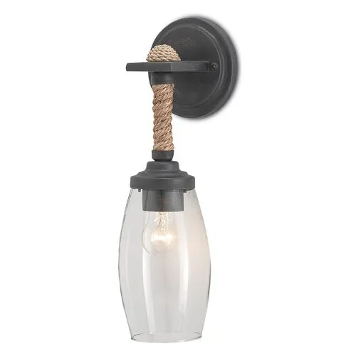 Hightider Rope Sconce - Black/Natural - Currey & Company