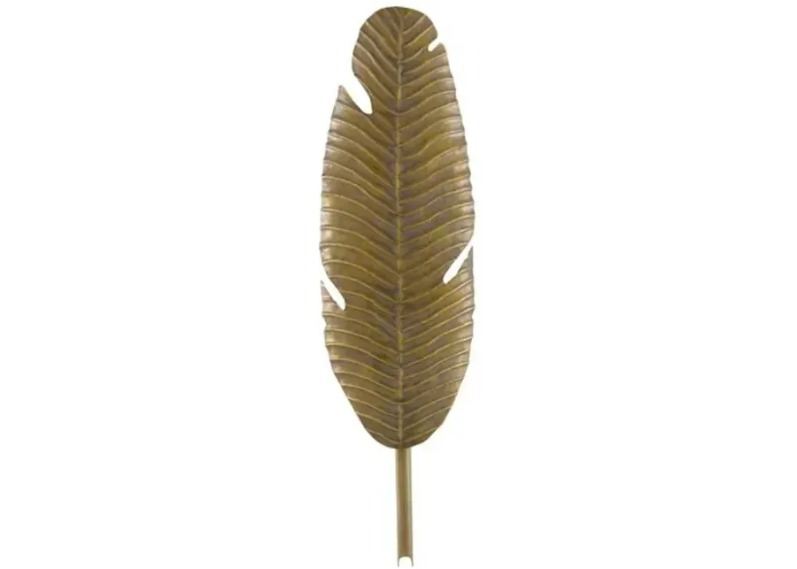 Tropical Leaf Sconce - Vintage Brass - Currey & Company - Gold