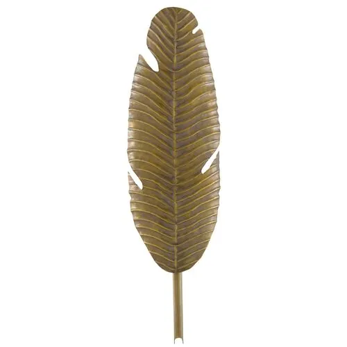 Tropical Leaf Sconce - Vintage Brass - Currey & Company - Gold