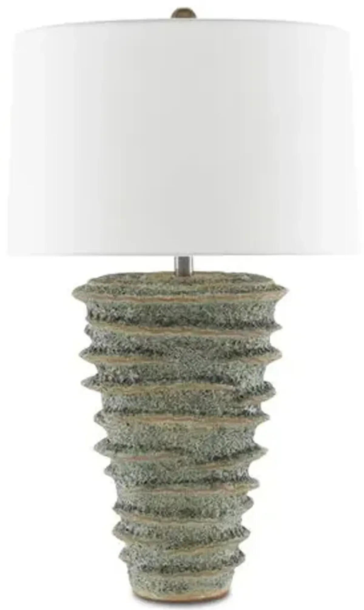 Sunken Ceramic Table Lamp - Green Moss - Currey & Company