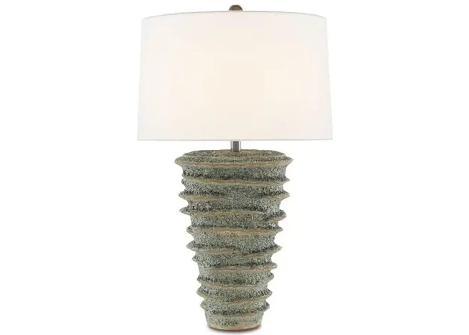 Sunken Ceramic Table Lamp - Green Moss - Currey & Company