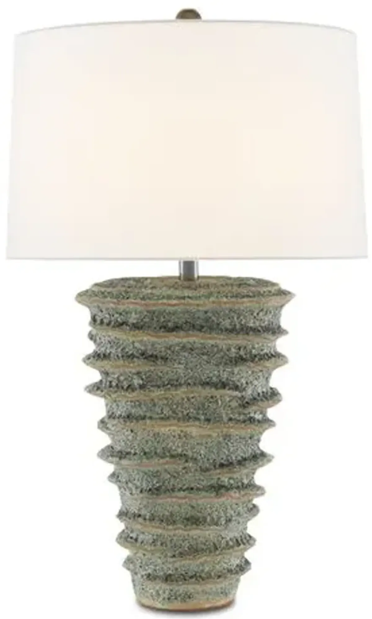 Sunken Ceramic Table Lamp - Green Moss - Currey & Company