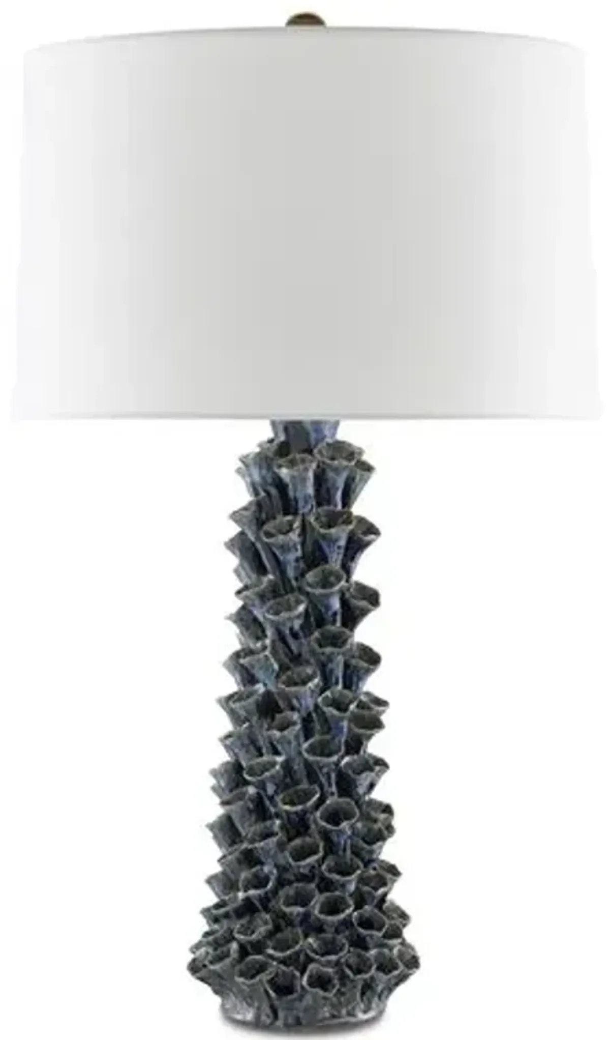 Sunken Ceramic Table Lamp - Blue Drip Glaze - Currey & Company