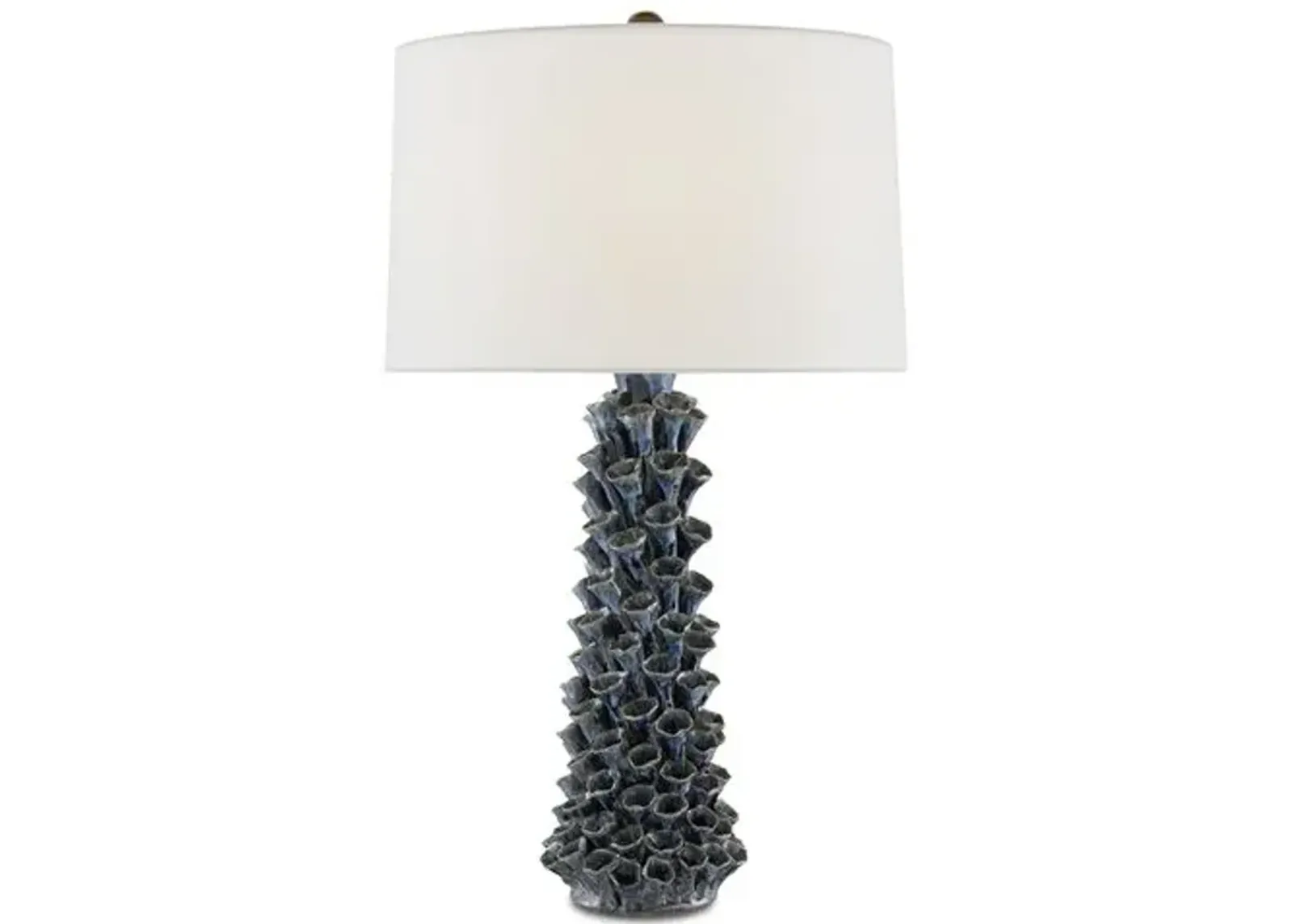 Sunken Ceramic Table Lamp - Blue Drip Glaze - Currey & Company