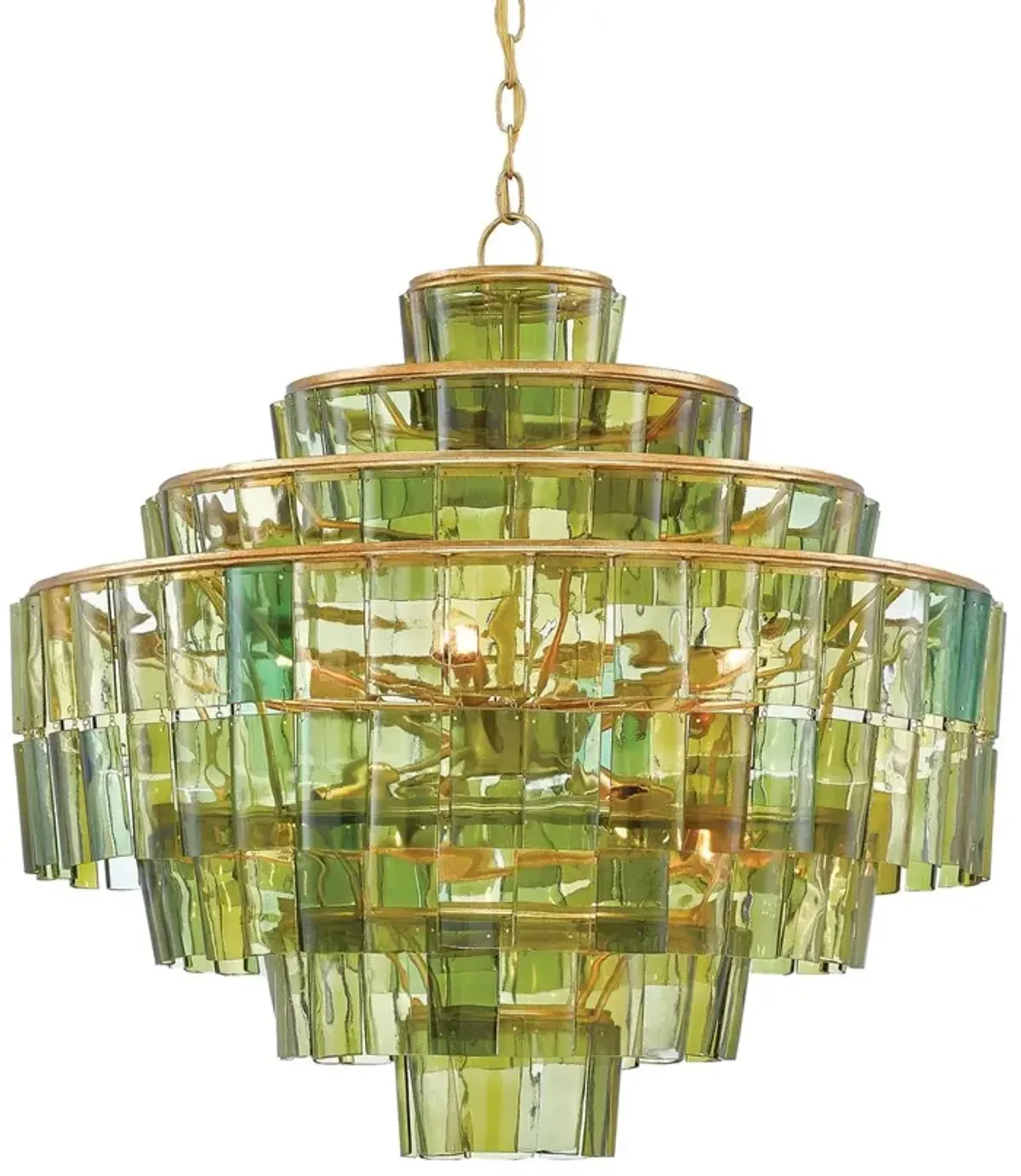 Soommelier Chandelier - Dark Gold Leaf/Green - Currey & Company