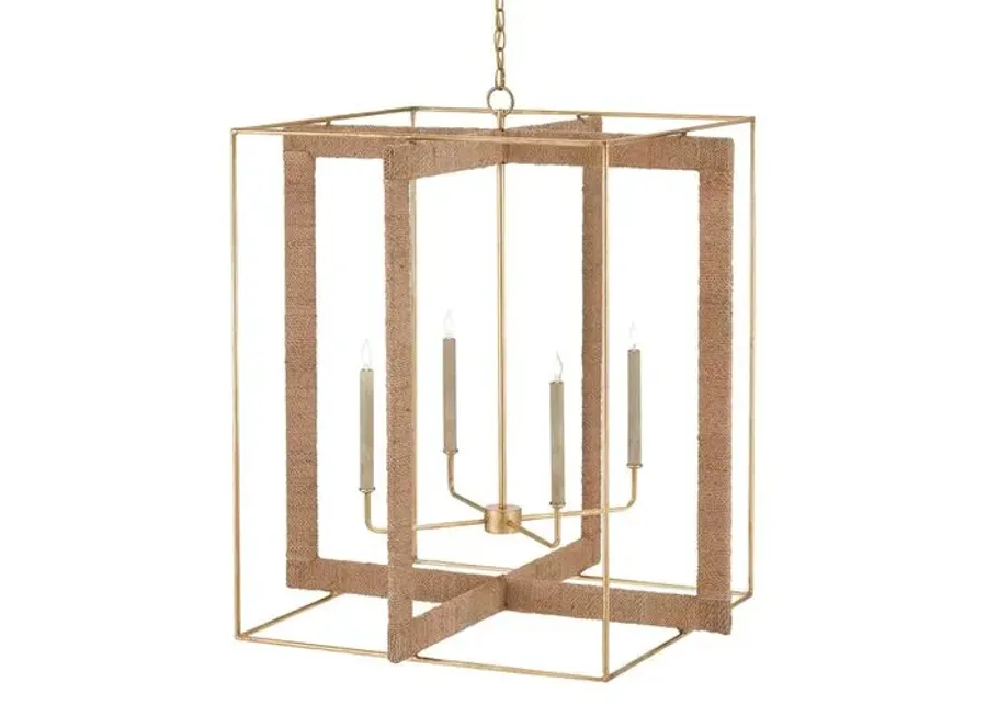 Purebred Large Rope Lantern - Gold Leaf/Natural - Currey & Company