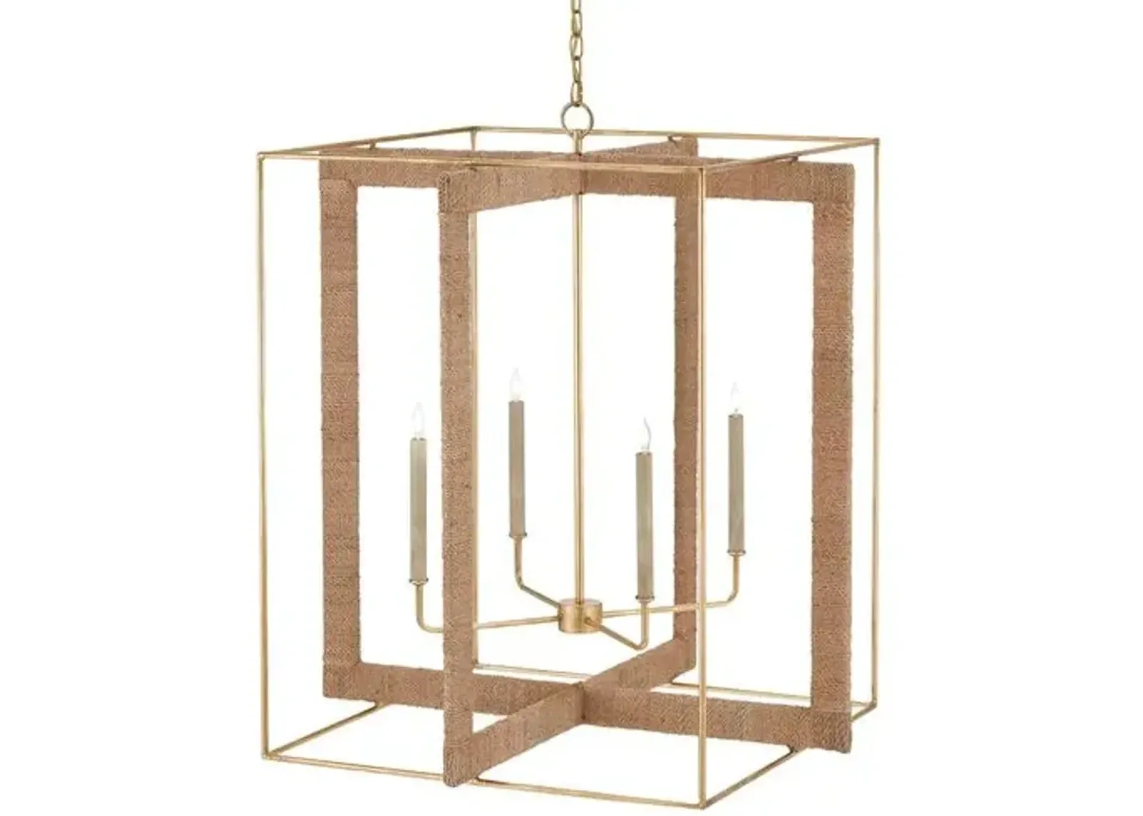 Purebred Large Rope Lantern - Gold Leaf/Natural - Currey & Company