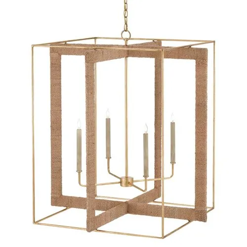 Purebred Large Rope Lantern - Gold Leaf/Natural - Currey & Company