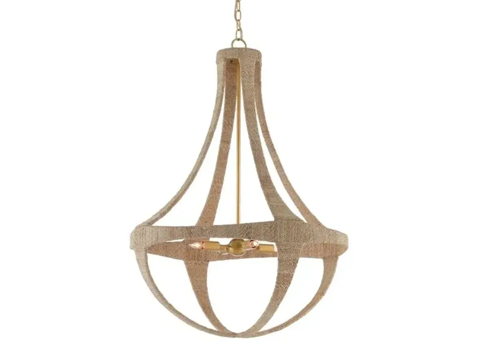 Ibiza Chandelier - Natural/Dark Gold Leaf - Currey & Company - Beige