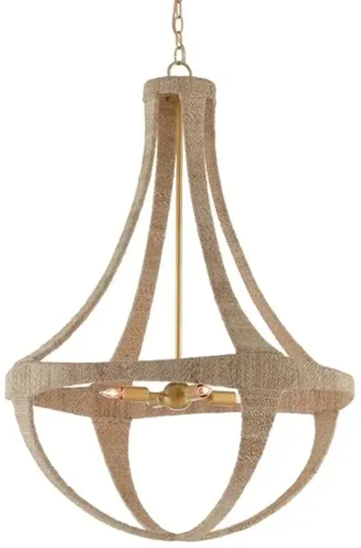 Ibiza Chandelier - Natural/Dark Gold Leaf - Currey & Company - Beige