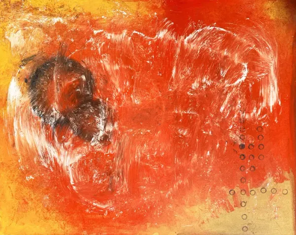 Action Abstract in Saffron and Scarlet - McNaught Fine Art - Red