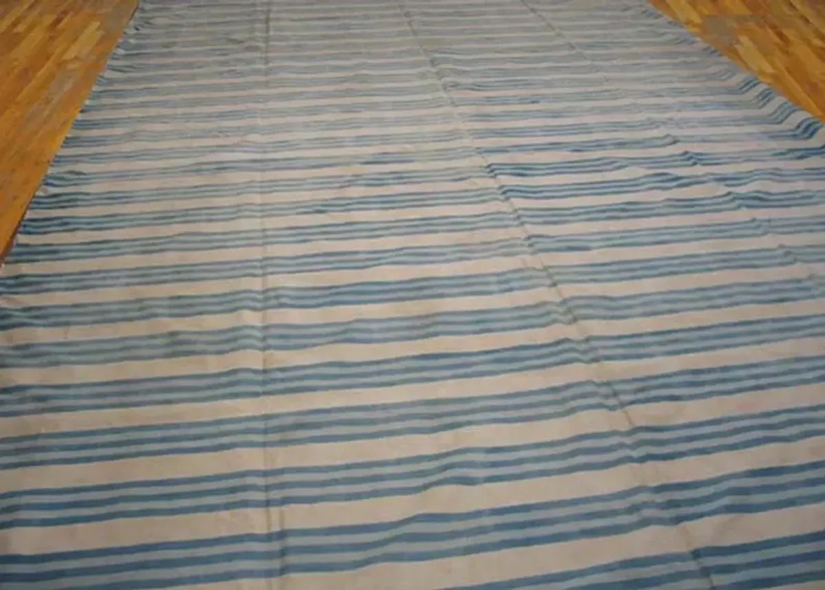 Indian Dhurrie Rug 18'10" X 11'10" - Blue - Blue