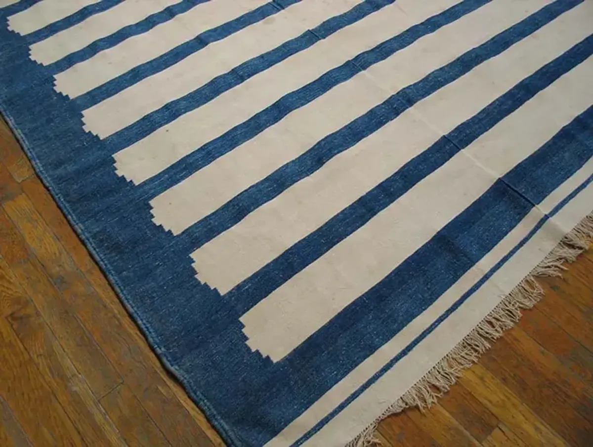 Indian Dhurrie Rug 22'0" X 10'8" - Blue - Blue