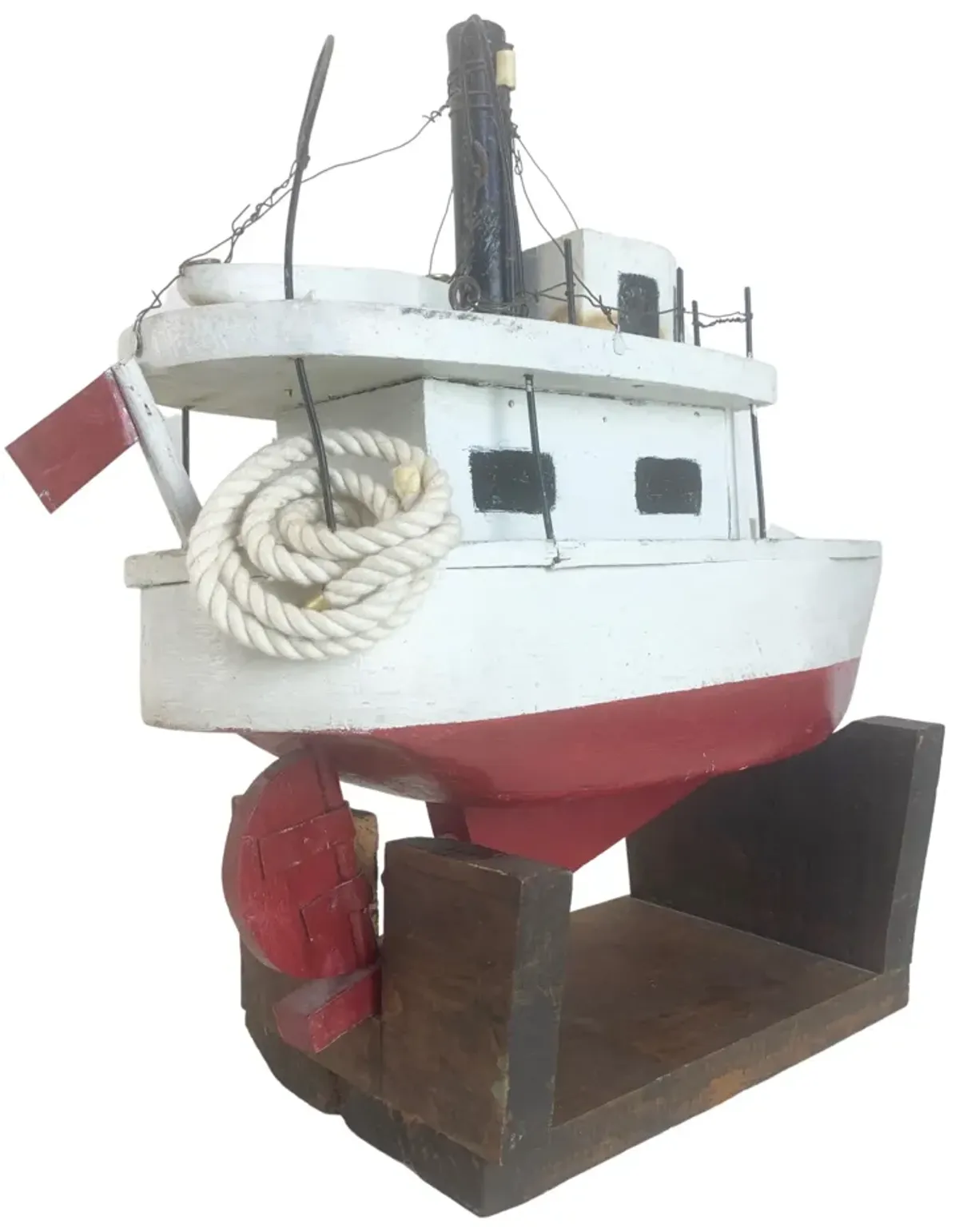 Hand-made Fishing Vessel on Stand - Eat Drink Home - Red