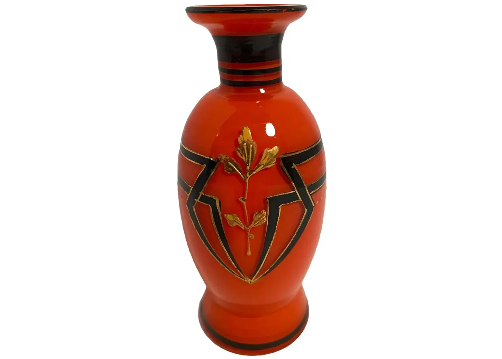 Cased Glass Art Deco Vase - Orange